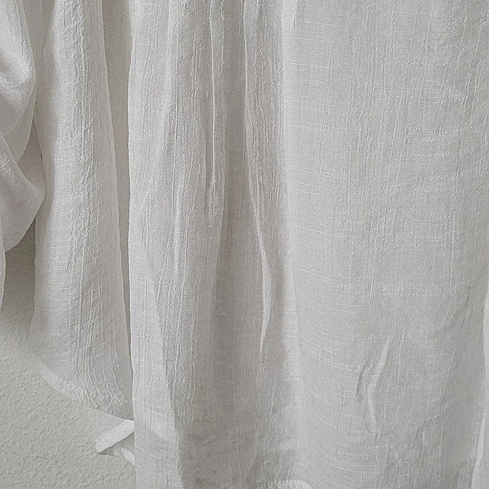 Zac & Rachel White Sheer Gauze Top Blouse Push Up Button Tab Sleeves L - Picture 7 of 8